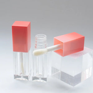 Custom 4ml Clear Square AS Plastic Lip Gloss Tube Empty Cosmetic Packaging Container