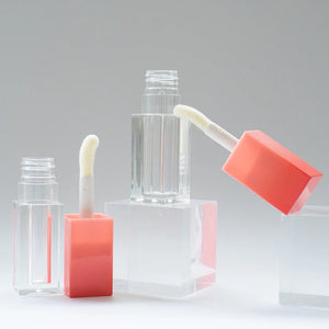 Custom 4ml Clear Square AS Plastic Lip Gloss Tube Empty Cosmetic Packaging Container