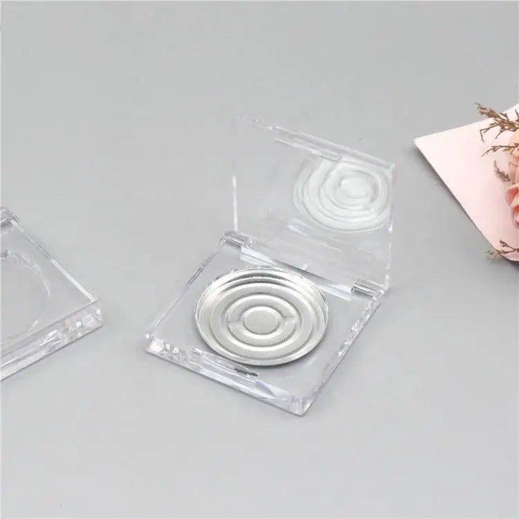 Clear Square Compact with Round Pan | 5g Cosmetic Powder Case - Compacts & Palettes