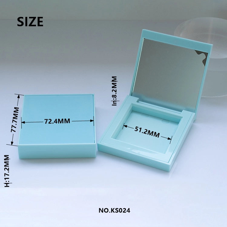77.7mm Geometric Square Sky Blue Empty Makeup Palette with 8.2mm Deep Pan for Cream Foundation