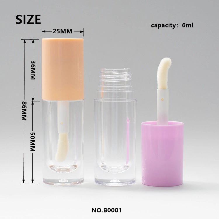 6ml Premium Thick-Wall PETG Lip Gloss Oil Bottle with Over-sized Flocked Brush