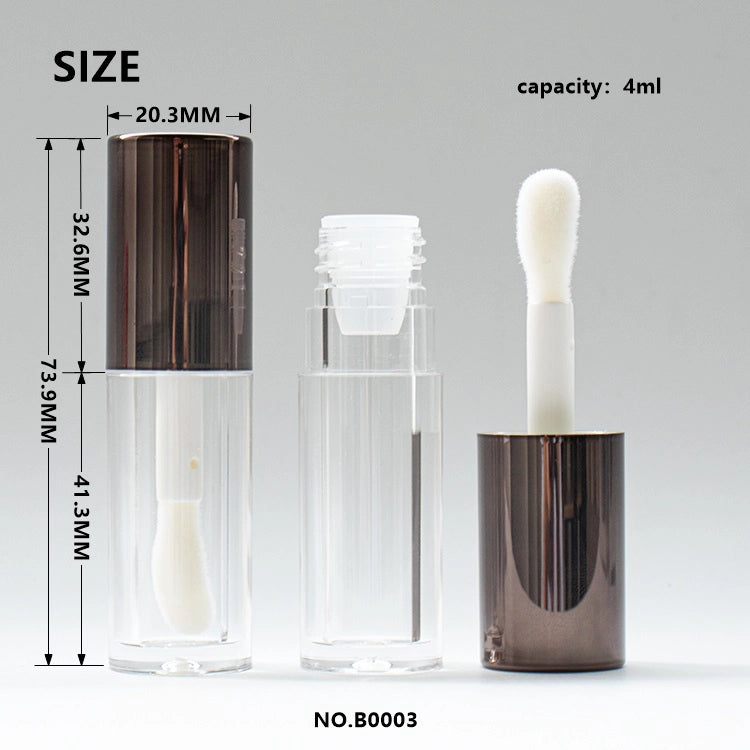 4ml Thick-Wall Empty Lip Gloss Tube with Oversized Doe-Foot Brush for Liquid Blusher & Lip Oil