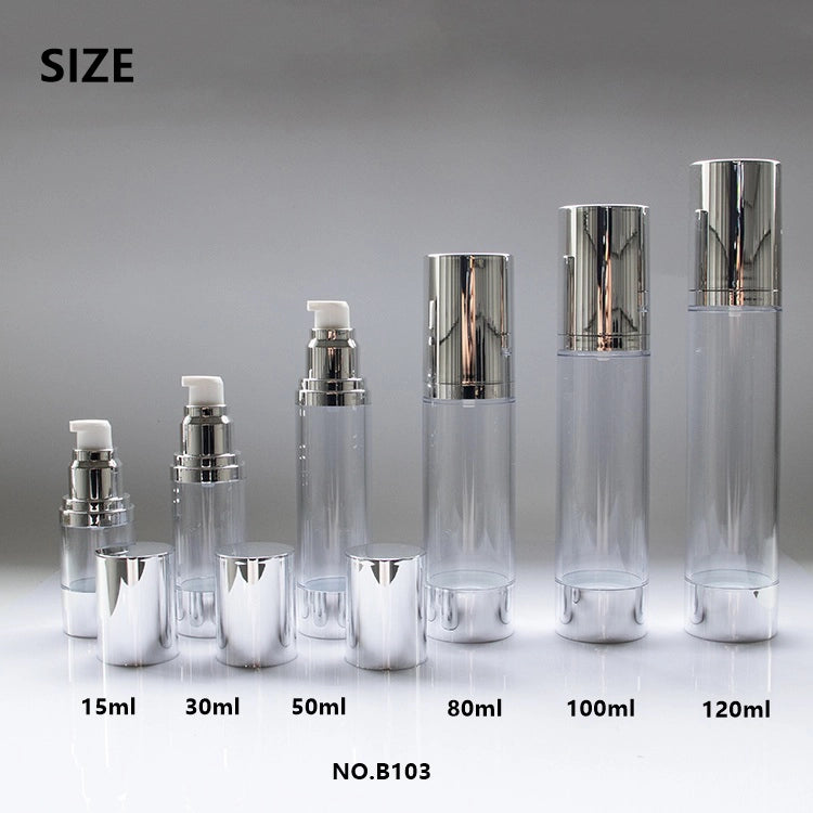 Sleek Cylindrical Empty Airless Pump Bottle Set with Clear Dust Cap for Active Skincare Serums