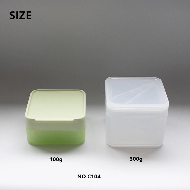 Rounded Square Empty Skincare Jar with Spatula in Hinged Lid for Facial Mask and Body Scrub