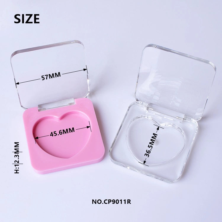 6g Clear & Pastel Pink Heart Shaped Empty Blush Compact for Clean Beauty Makeup Collections