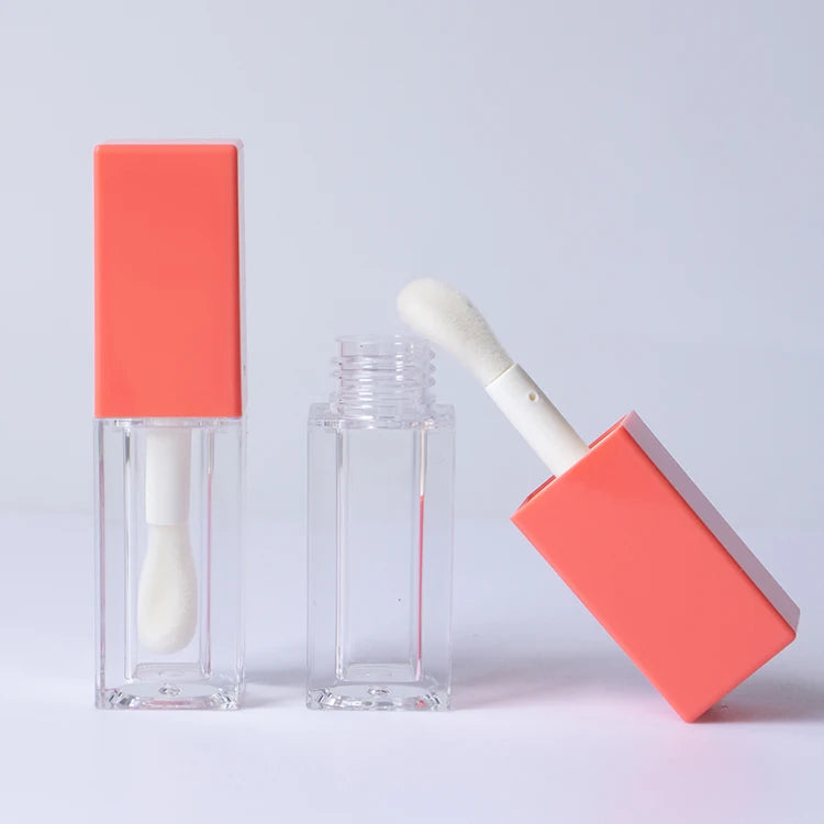 Custom 5ml Unique Shape ABS Plastic Lip Gloss Tube Empty Container With Big Applicator