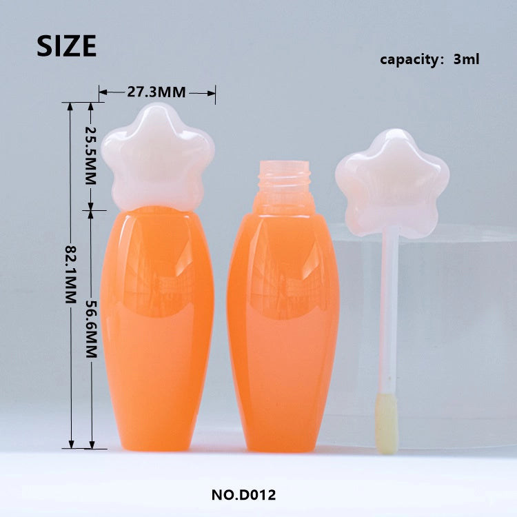 3ml Mini Lip Gloss Tube with Unique Dreamy Star Shaped Cap and Clear PETG Jelly Bottle