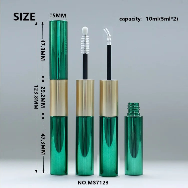 Dual Ended 10ml Empty Mascara Tube 2-in-1 PETG Plastic Cosmetic Packaging Wholesale
