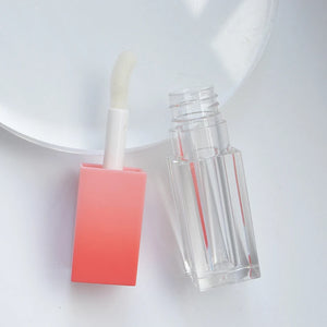 Custom 4ml Clear Square AS Plastic Lip Gloss Tube Empty Cosmetic Packaging Container