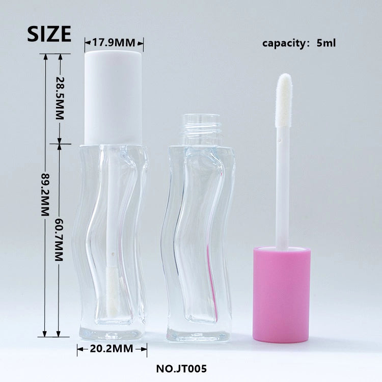 5ml Premium Fluid Wave Thick-Wall Lip Gloss Bottle with Ergonomic Wavy Silhouette and Matte Finish