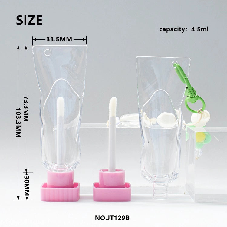 4.5ml Wearable Squeezed Toothpaste Shape Lip Gloss Bottle with Hanging Hole and Elongated 30mm Cap