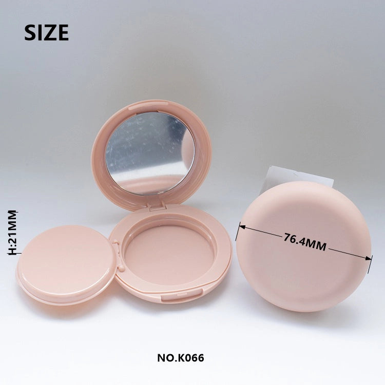 76.4mm Pastel Pink Round Empty Cushion Compact with Mirror for Gen-Z BB Creams and Blushes