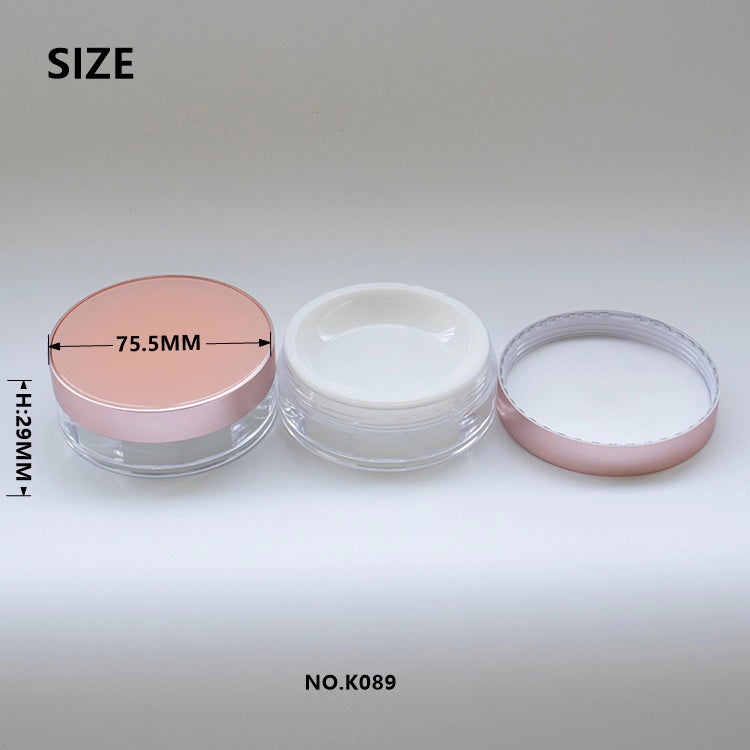 12g Premium Clear Loose Powder Jar with Rose Gold Screw Cap and Leak-Proof Pull Tab Inner Lid