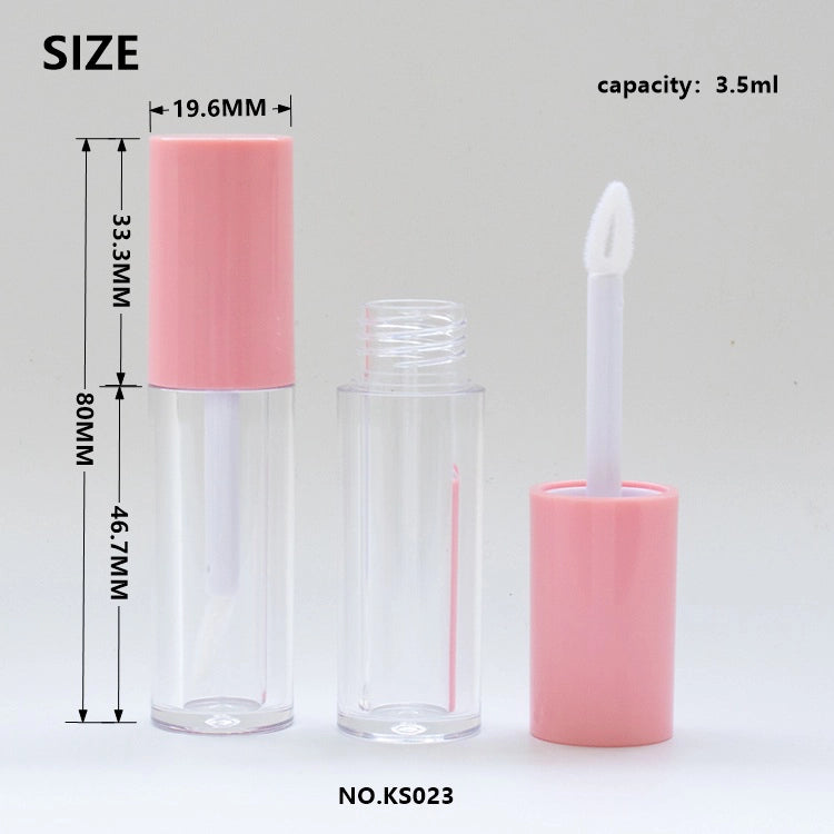 3.5ml Portable Clear Round Lip Gloss Tube Empty Plastic Cosmetic Container with Custom Heart Shape Brush
