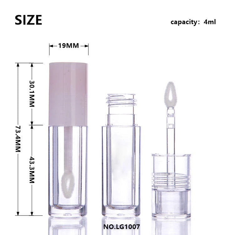 4ml Thick-Walled Cylindrical Lip Gloss Tube with Innovative Hollow Heart-Shaped Flocked Tip Screw Screen Printing Cosmetic Container