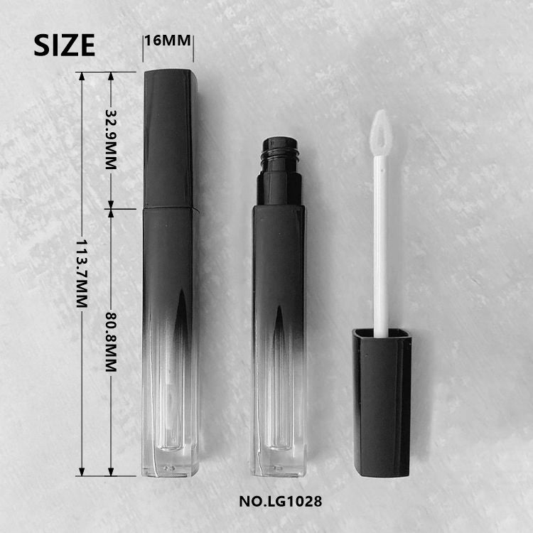 6ml Luxury Slender Square Lip Gloss Tube with Gradient Ombré Finish and Thick-Walled PETG Construction