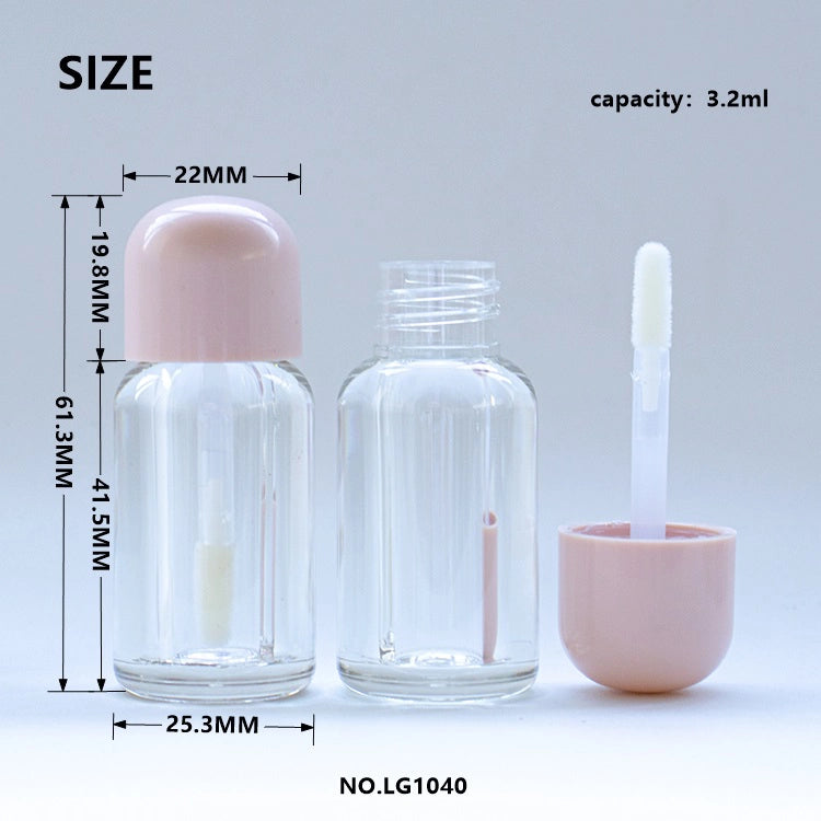 3.2ml Capsule Shaped Lip Gloss Tube with Thick Wall Clear Plastic and Private Label Cap