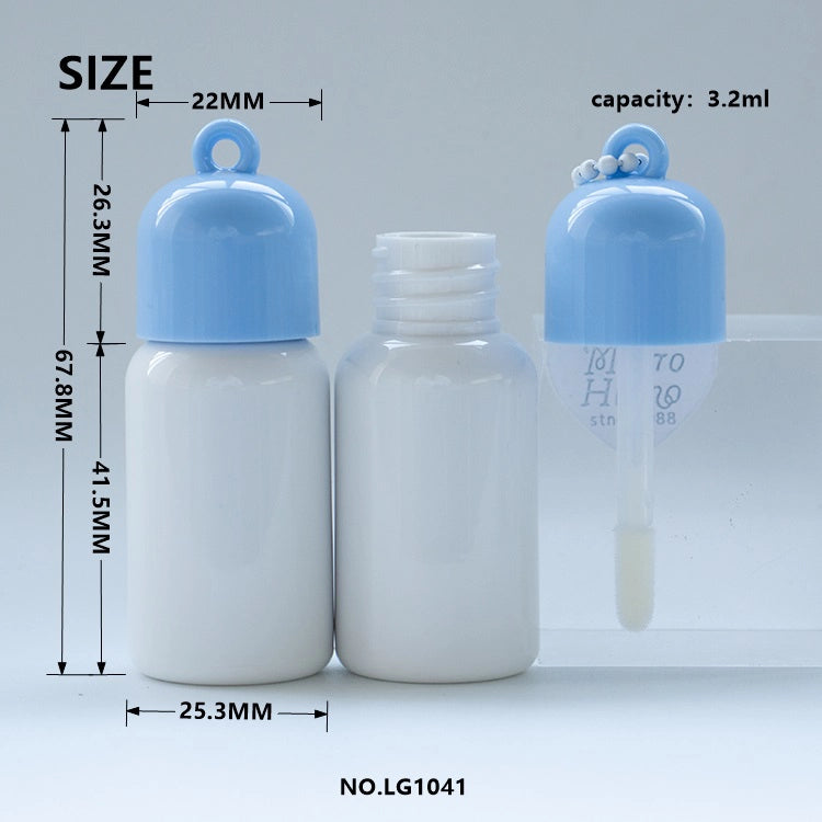 3.2ml Portable Capsule Lip Gloss Tube with Integrated Hanging Loop |Keychain | Wearable Packaging and Thick-Walled Clear PETG