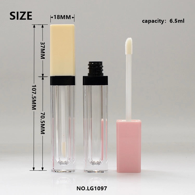 6.5ml Heavy-Wall Clear Square Empty Lip Gloss Tube with Doe-Foot Applicator for Liquid Concealer