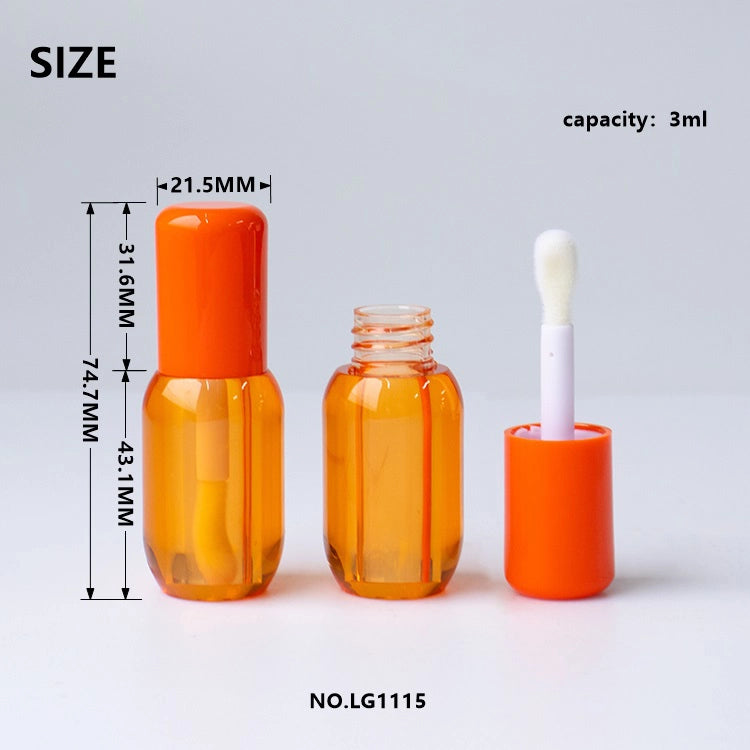 3ml Premium Capsule-Shaped Thick-Wall Empty Lip Gloss Tubes with Oversized Rounded Doe-Foot Applicator for Lip Oil