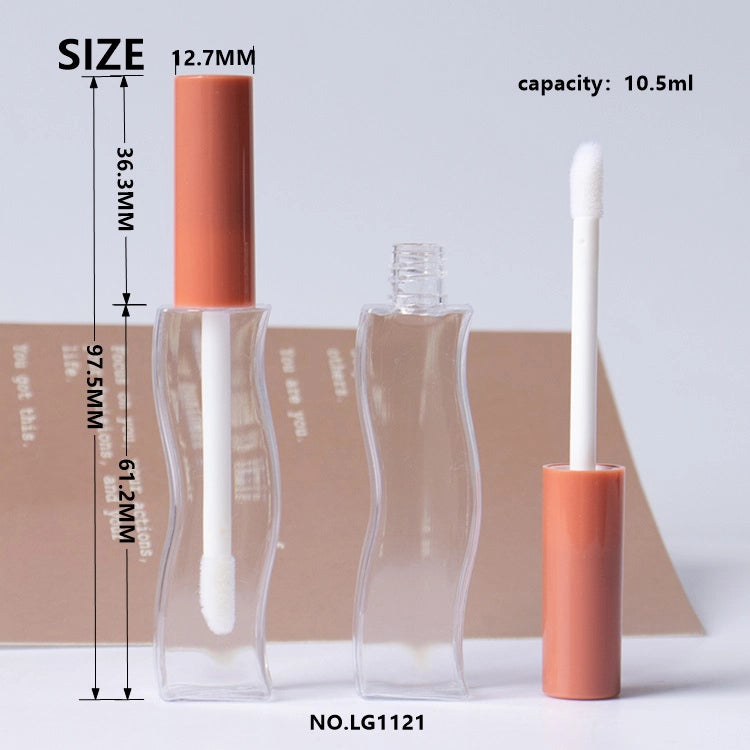 10.5ml Premium S-Curve Fluid Lip Gloss Bottle with Wavy Silhouette and Jumbo Applicator Head