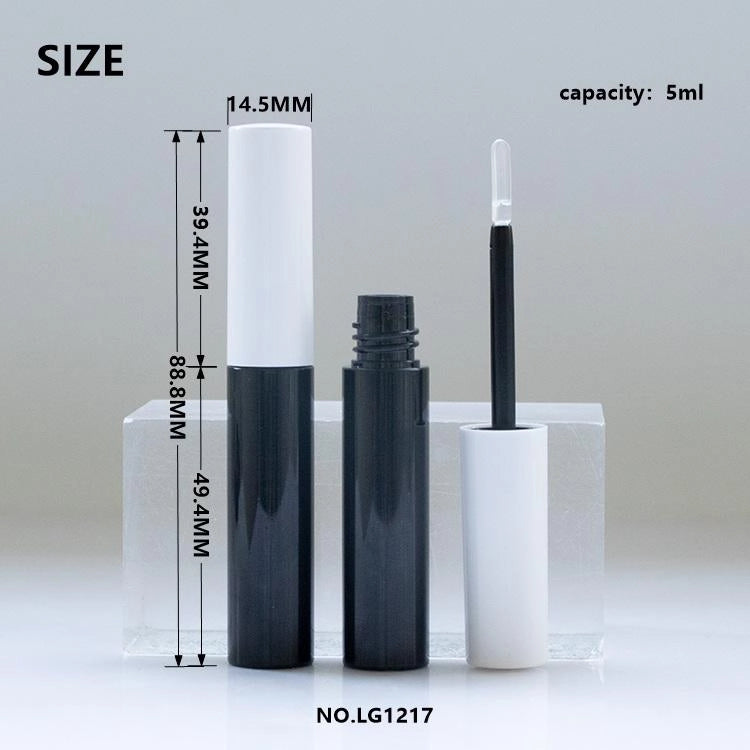 5ml Minimalist Slim Lip Gloss Tube with Hygienic Flexible Silicone Spatula and High-Gloss Finish