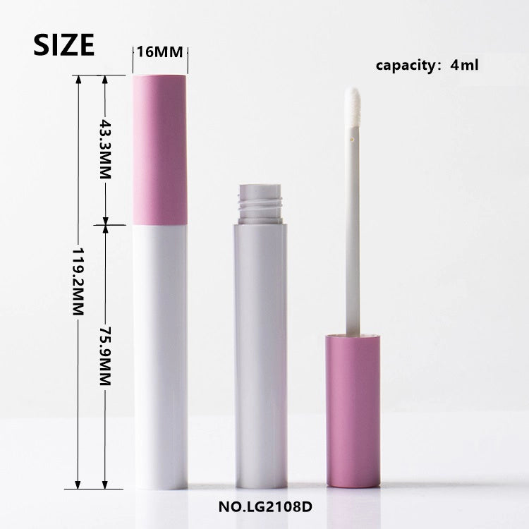 4ml Slender Ceramic White Lip Gloss Tube Wholesale with Luxury Matte Pink Cap for High-End Serum