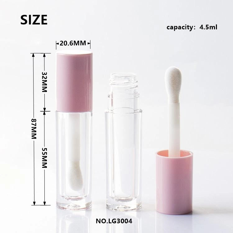 4.5ml Matte & Glossy Pink Coral Lip Gloss Tube with Jumbo Doe-foot Applicator Thick-Wall PETG Bottle