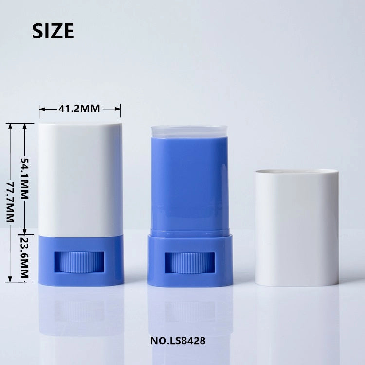 15g Portable Flat Twist-Up Empty Deodorant Balm Stick Tubes Featuring Custom Full-Wrap Long Caps