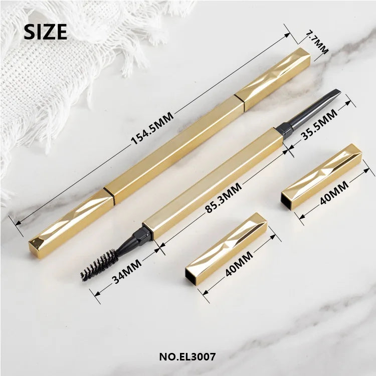 Luxury Square Slim Empty Eyebrow Pencil Tube Airtight ABS Cosmetic Packaging Wholesale