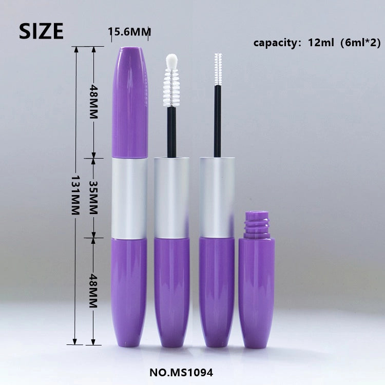 12ml Dual-Chamber Double-Ended Mascara Tube with Aluminum Center Connector and Precision Applicators