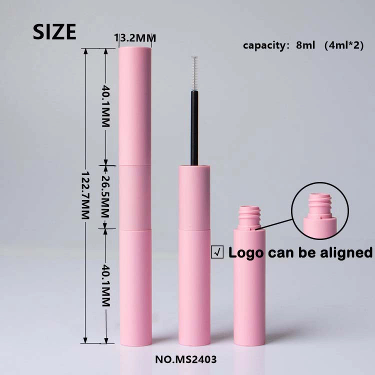 8ml Double-Ended Matte Pink Mascara Tube with Precise Logo Alignment for Lash and Brow Serum Brands