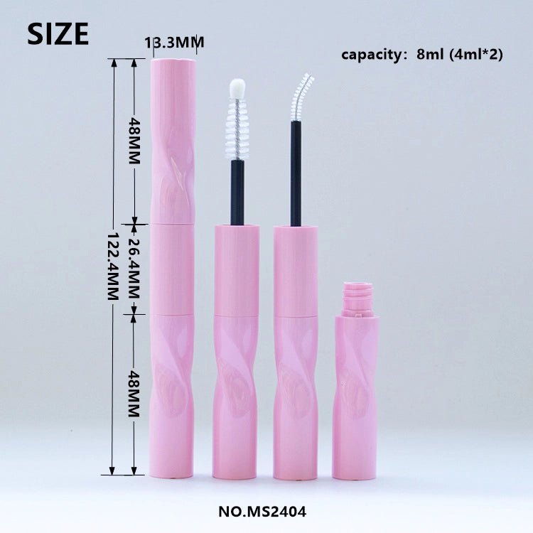 8ml Dual-Ended Twisted Bottle with Extrusion Blow Molding, Lightweight 4ml+4ml Duo Eyeliner Packaging