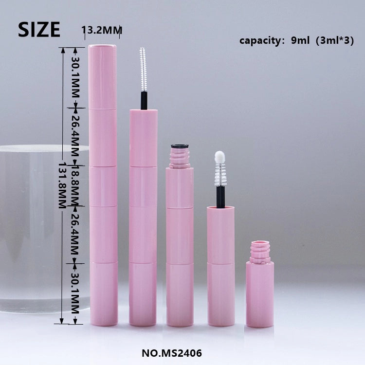 6ml (2ml x 3) Stackable Mascara Tube, 3-in-1 Modular Cosmetic Packaging for Lash and Brow Serum