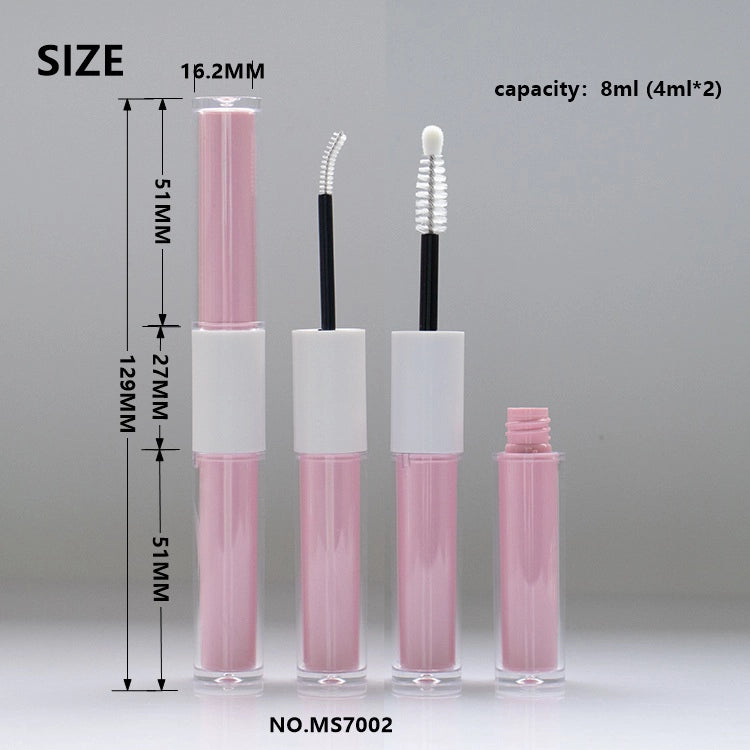 8ml (4ml*2) Dual-Ended Cosmetic Tube Soft Pink Inner Clear Outer for Mascara and Brow Gel Combo