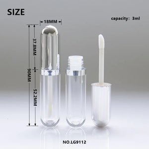 Custom 3ml Clear AS Plastic Round Lip Gloss Tube Empty Cosmetic Container with Wand