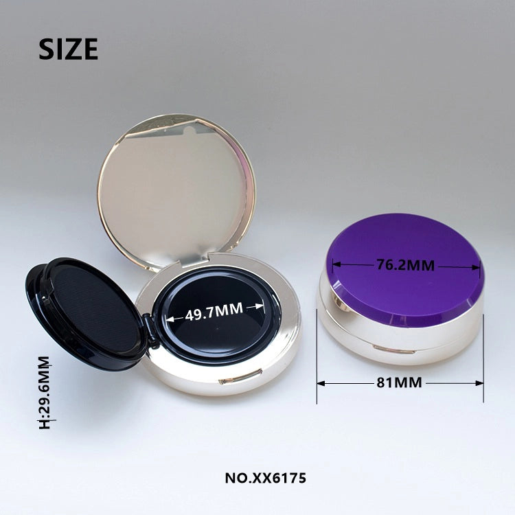 Premium Multi-Layer Empty Cushion Foundation Case with Metallic Electroplated Purple Finish