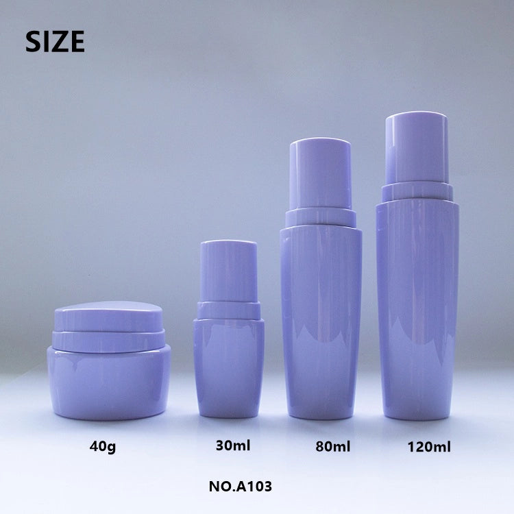 Organic Tapered Skincare Bottle and Rounded Cream Jar Set with Lotion Pump for Botanical Essence