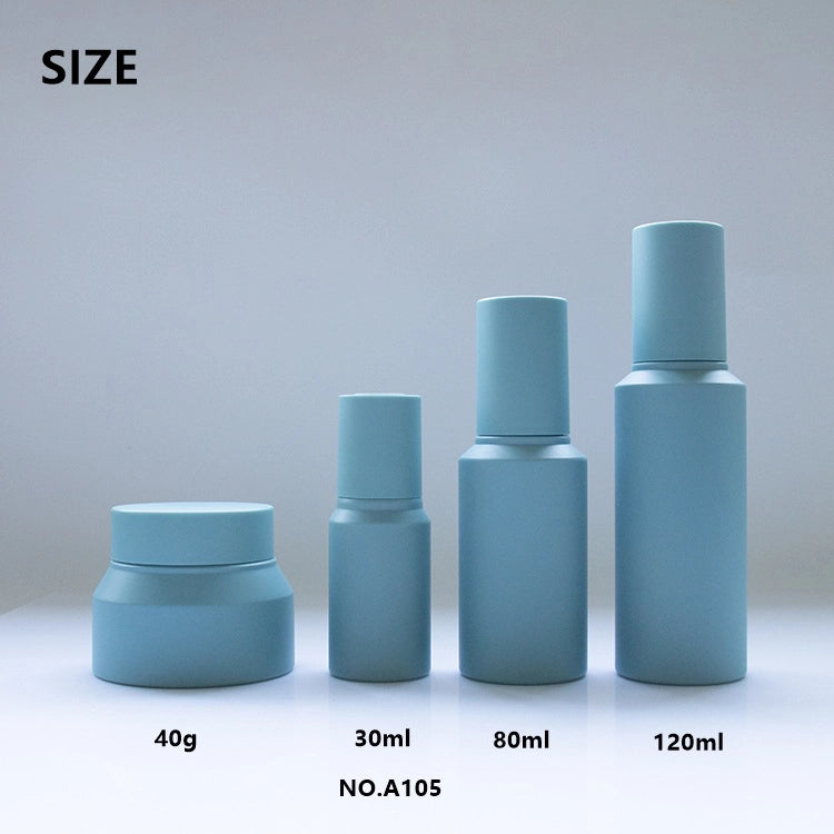 Matte Soft Touch Skincare Jar and Bottle Set with Push Button Dropper for Anti Aging Serums