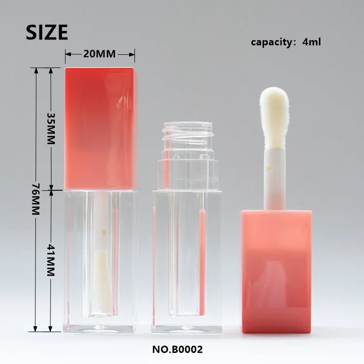 Custom 4ml Clear Square AS Plastic Lip Gloss Tube Empty Cosmetic Packaging Container