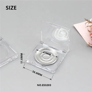 Clear Square Compact with Round Pan | 5g Cosmetic Powder Case - Compacts & Palettes