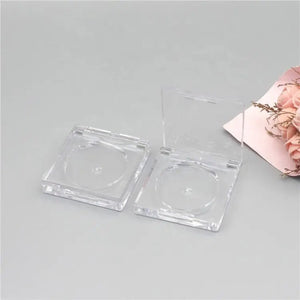 Clear Square Compact with Round Pan | 5g Cosmetic Powder Case - Compacts & Palettes