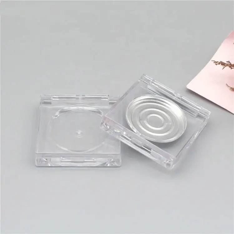 Clear Square Compact with Round Pan | 5g Cosmetic Powder Case - Compacts & Palettes