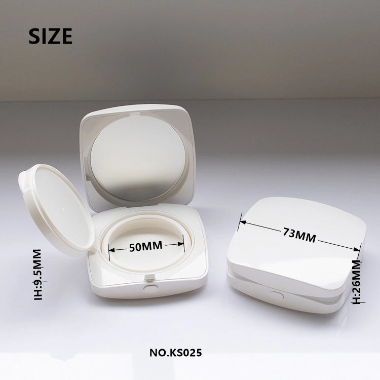 73mm Minimalist Pure White Squircle Empty Cushion Compact with Inner Ring for Skincare BB Cream