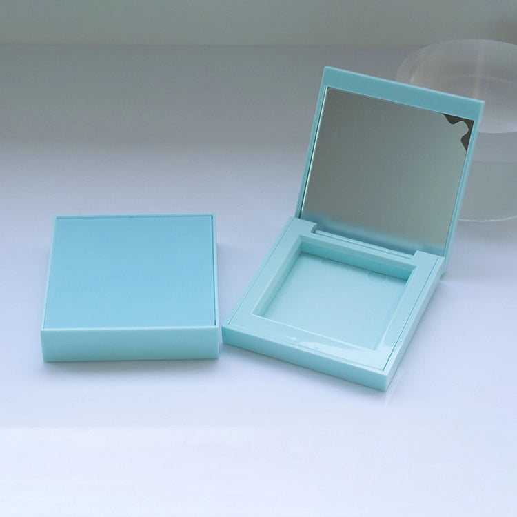 77.7mm Geometric Square Sky Blue Empty Makeup Palette with 8.2mm Deep Pan for Cream Foundation