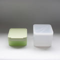Rounded Square Empty Skincare Jar with Spatula in Hinged Lid for Facial Mask and Body Scrub