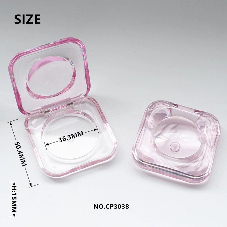50.4mm Ultra-Slim Clear Squircle Empty Blush Compact with Shade-Reveal Window for Clean Beauty