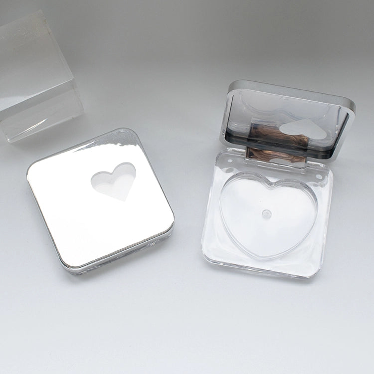 6g Silver Metallic Empty Blush Compact with Clear Heart Window for Y2K Premium Makeup Lines
