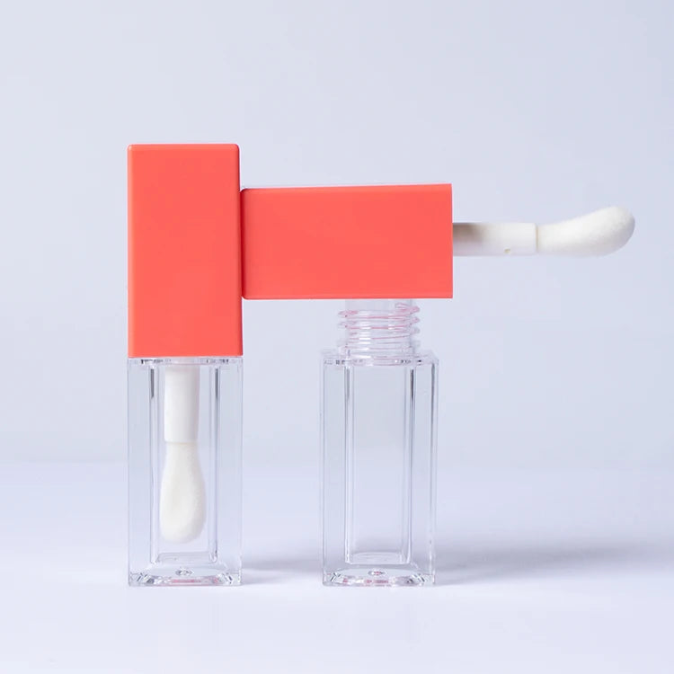 Custom 5ml Unique Shape ABS Plastic Lip Gloss Tube Empty Container With Big Applicator