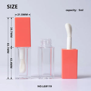 Custom 5ml Unique Shape ABS Plastic Lip Gloss Tube Empty Container With Big Applicator